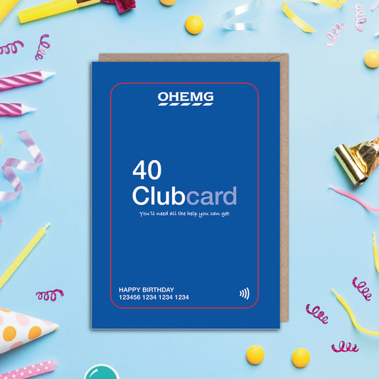 40 Club Tesco Clubcard Style Birthday Card 40th Birthday Card