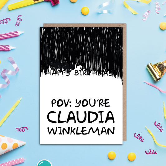 Claudia Winkleman Fringe POV Meme Hair Traitors US UK Funny Birthday Card