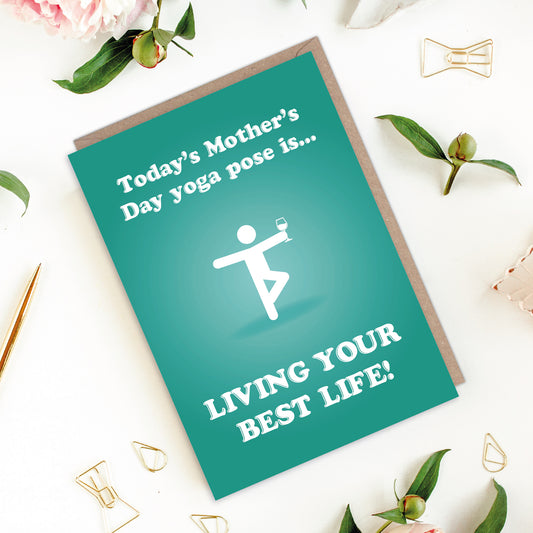 Mother's Day Yoga Pose Living Your Best Life Mother's Day Card