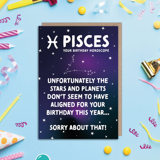 Pisces Stars and Planets Funny Horoscope Birthday Card