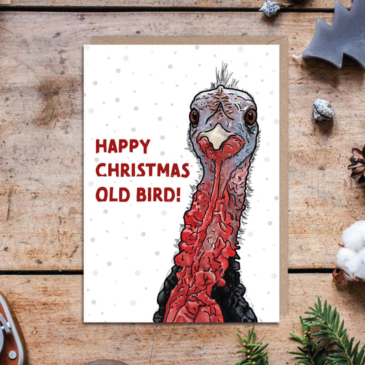 Happy Christmas Old Bird Turkey Christmas Card