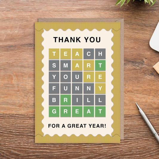 Thank You Teacher Wordle End of Term End Of Year Card