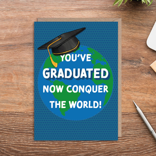 Conquer the World Graduation Teacher Exam Card