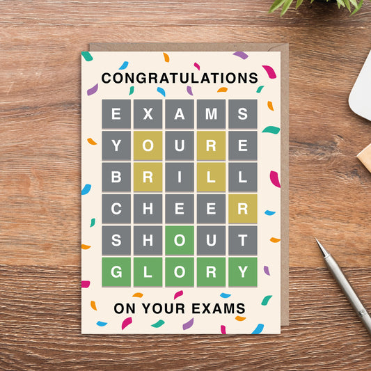 Congratulations on your Exams Wordle End of Year Exams Card