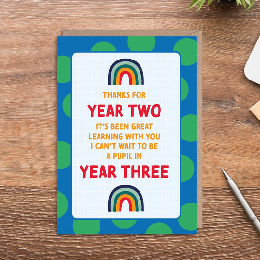 Year 2 Year 3 Thank you End of Year End of Term Teacher Card