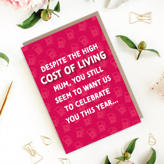 Cost of Living Petrol Fuel Money Mother's Day Card